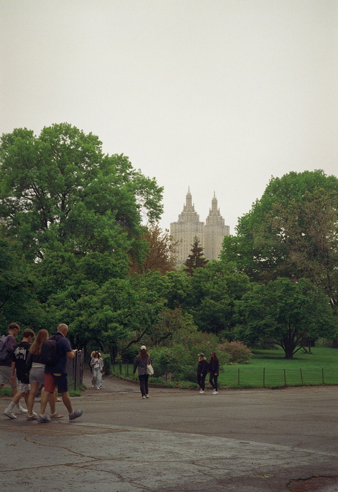 group walking in city