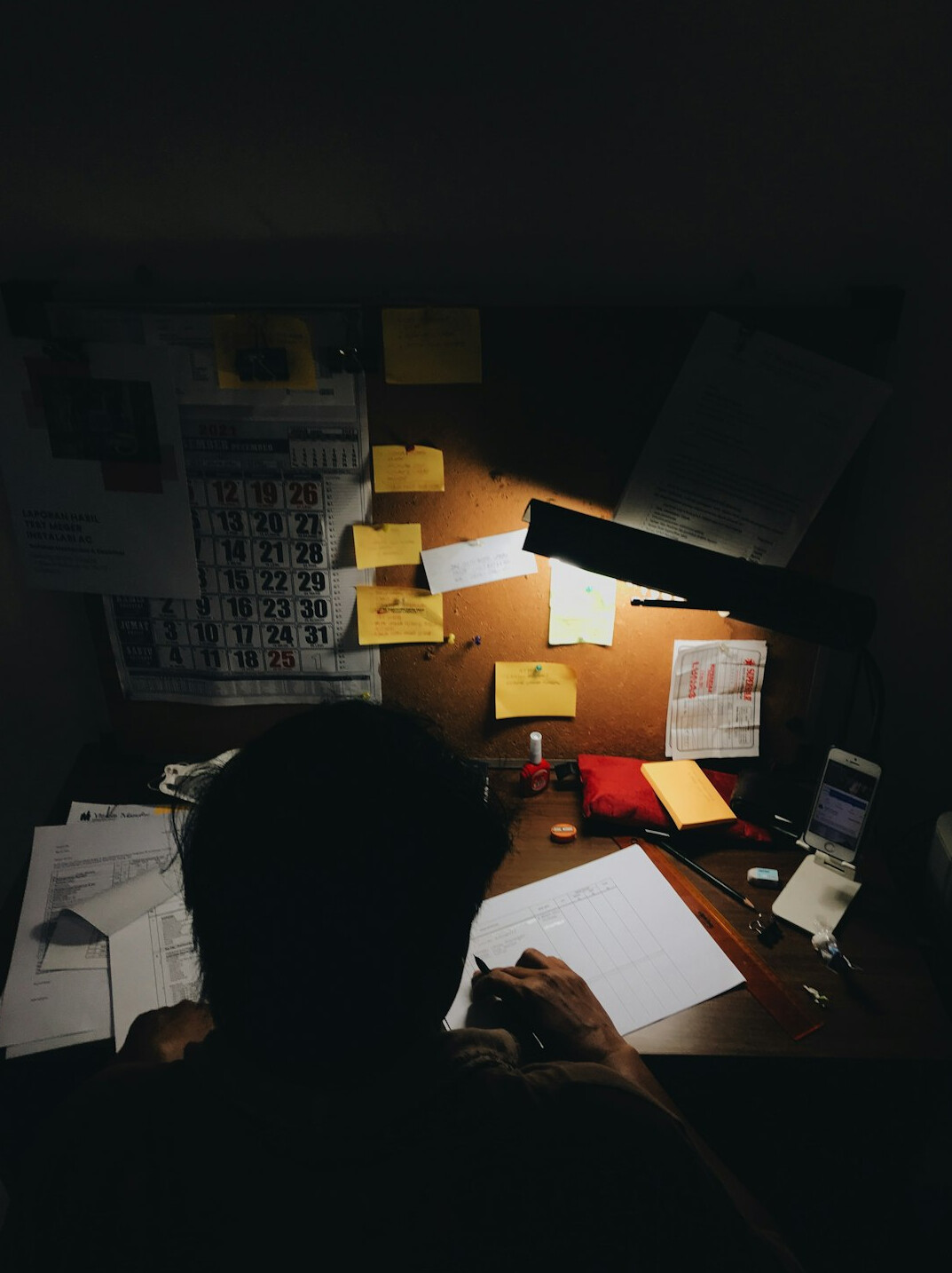 busy office worker at desk